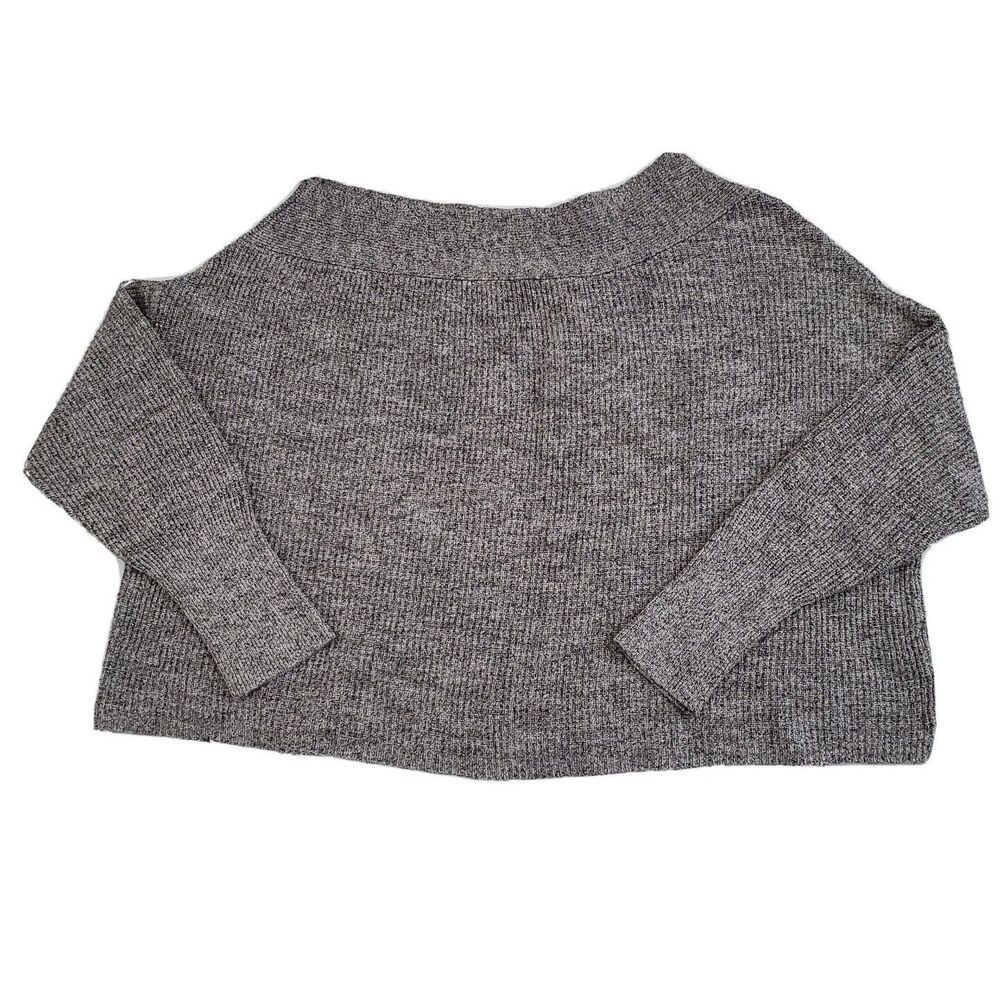 Free People Sweater (Women's Large) Gray Cropped Mock Neck Knit Pull Over